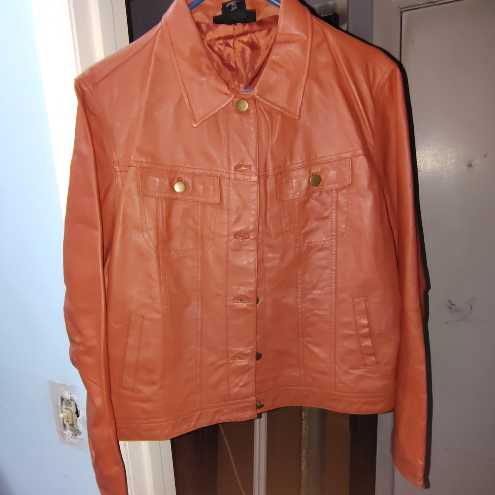 Metrostyle Bold Orange Leather Jacket